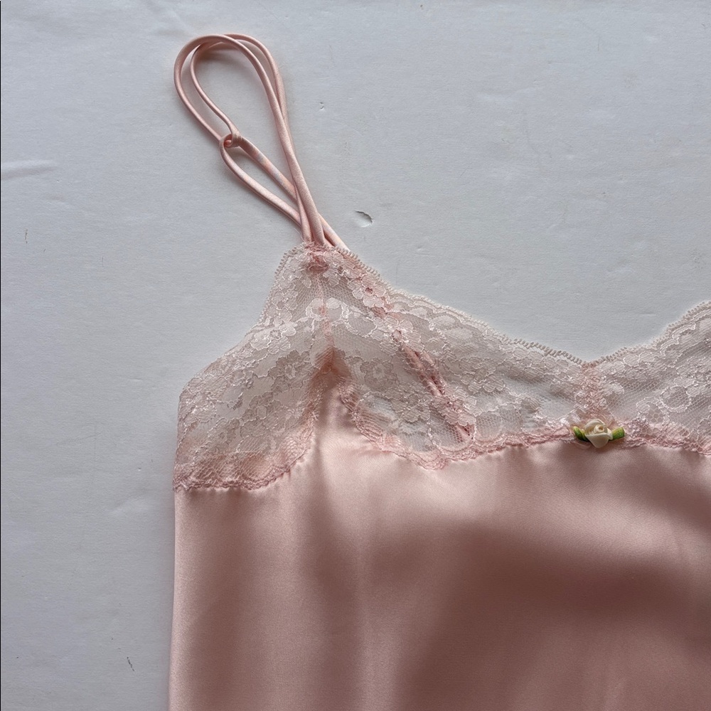 Vintage 80’s Victoria Secret Lace Satin Peach Pink 70s Gold Crown Label Romantic - Picture 14 of 17